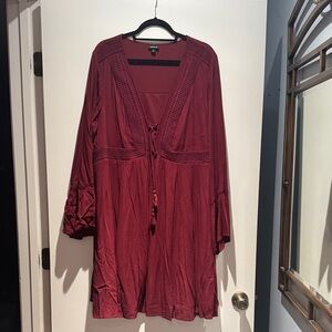 Torrid Deep Red Long Sleeve Dress